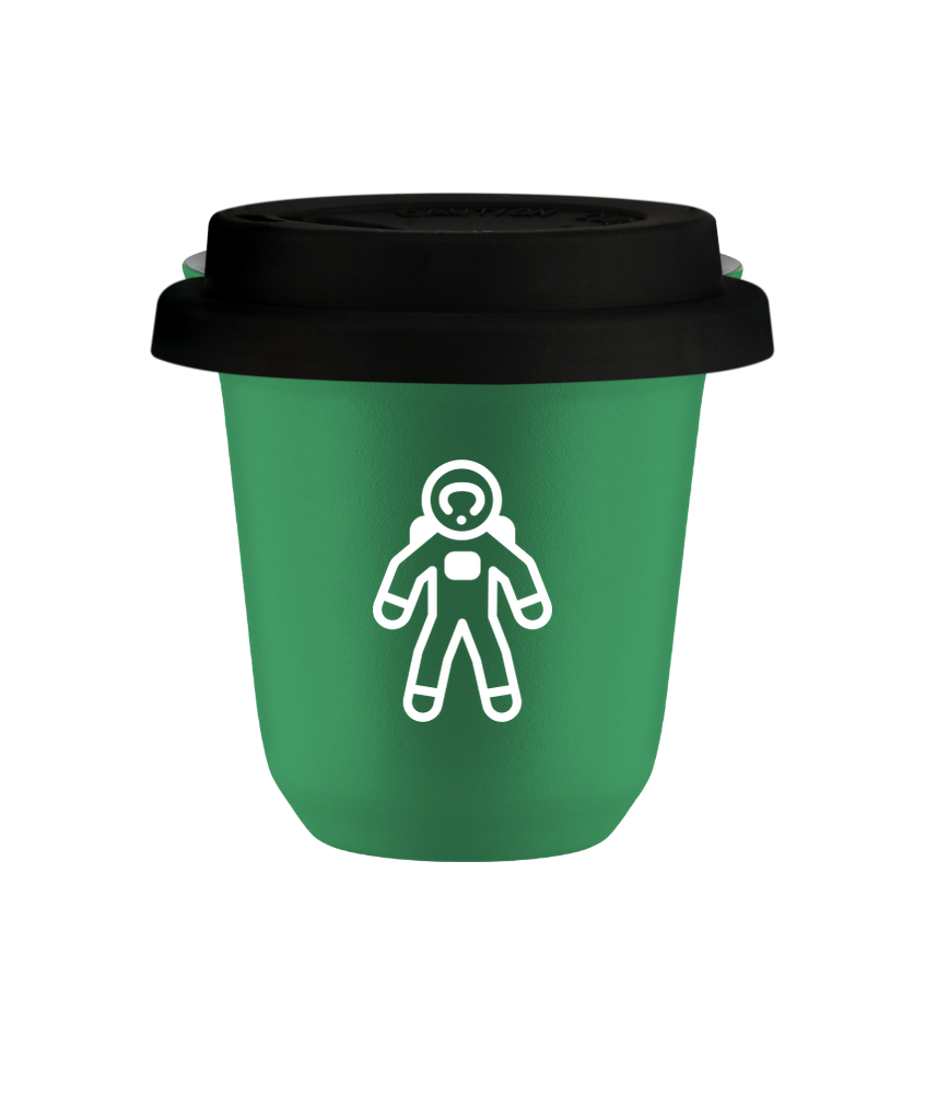 Tasse 240 ml VERT "Astronaute (blanc)", avec couvercle noir Tasse 240 ml VERT "Astronaute (blanc)", avec couvercle noir