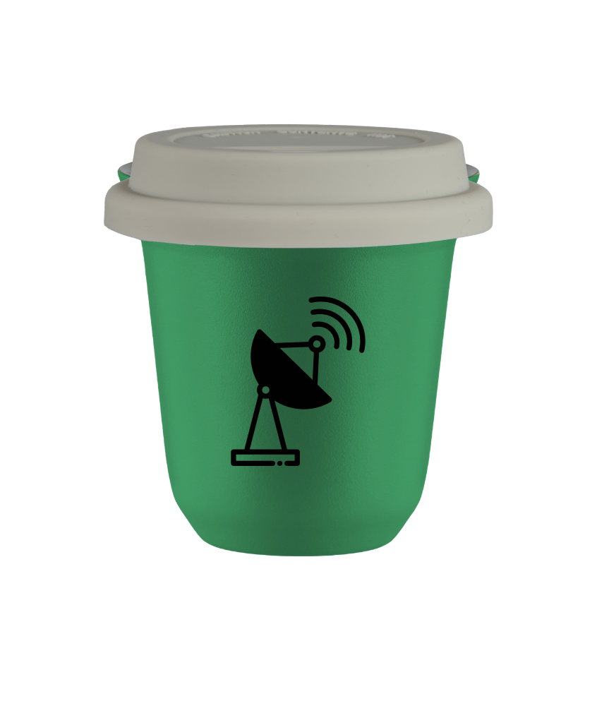 Tasse 240 ml VERT "Antenne (noir)", avec couvercle blanc Tasse 240 ml VERT "Antenne (noir)", avec couvercle blanc
