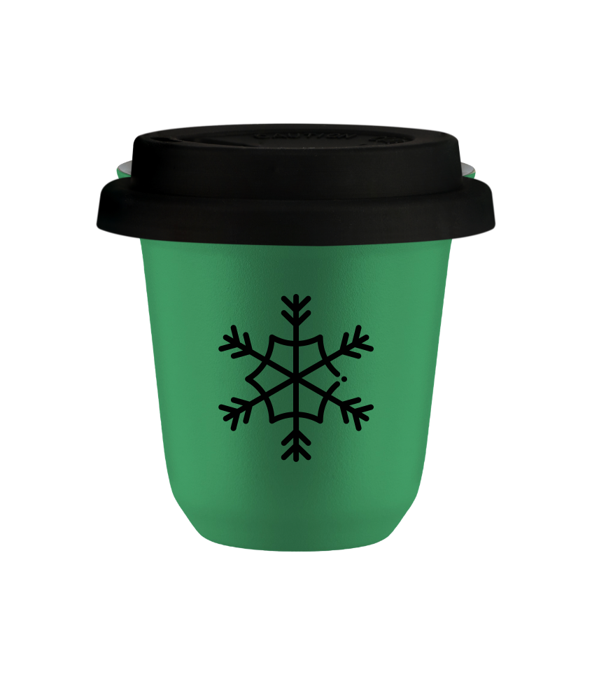 Tasse 240 ml VERT "Flocon de neige", avec couvercle noir Tasse 240 ml VERT "Flocon de neige", avec couvercle noir