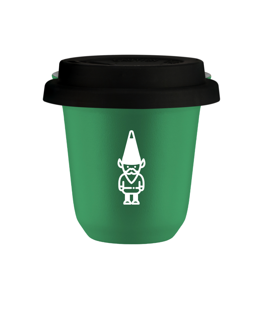 Tasse 240 ml VERT "Nain 1 (blanc)", avec couvercle noir