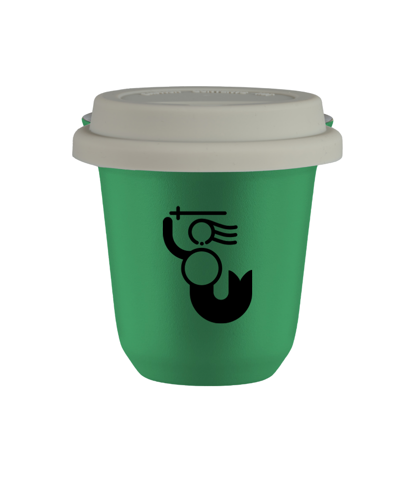 Tasse 80 ml VERT "WARSZAWSKA SYRENKA (noir)", avec couvercle blanc Tasse 80 ml VERT "WARSZAWSKA SYRENKA (noir)", avec couvercle blanc