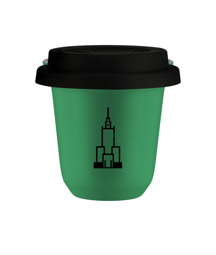 Tasse 80 ml VERT "Pałac kultury i nauki", avec couvercle noir Tasse 80 ml VERT "Pałac kultury i nauki", avec couvercle noir