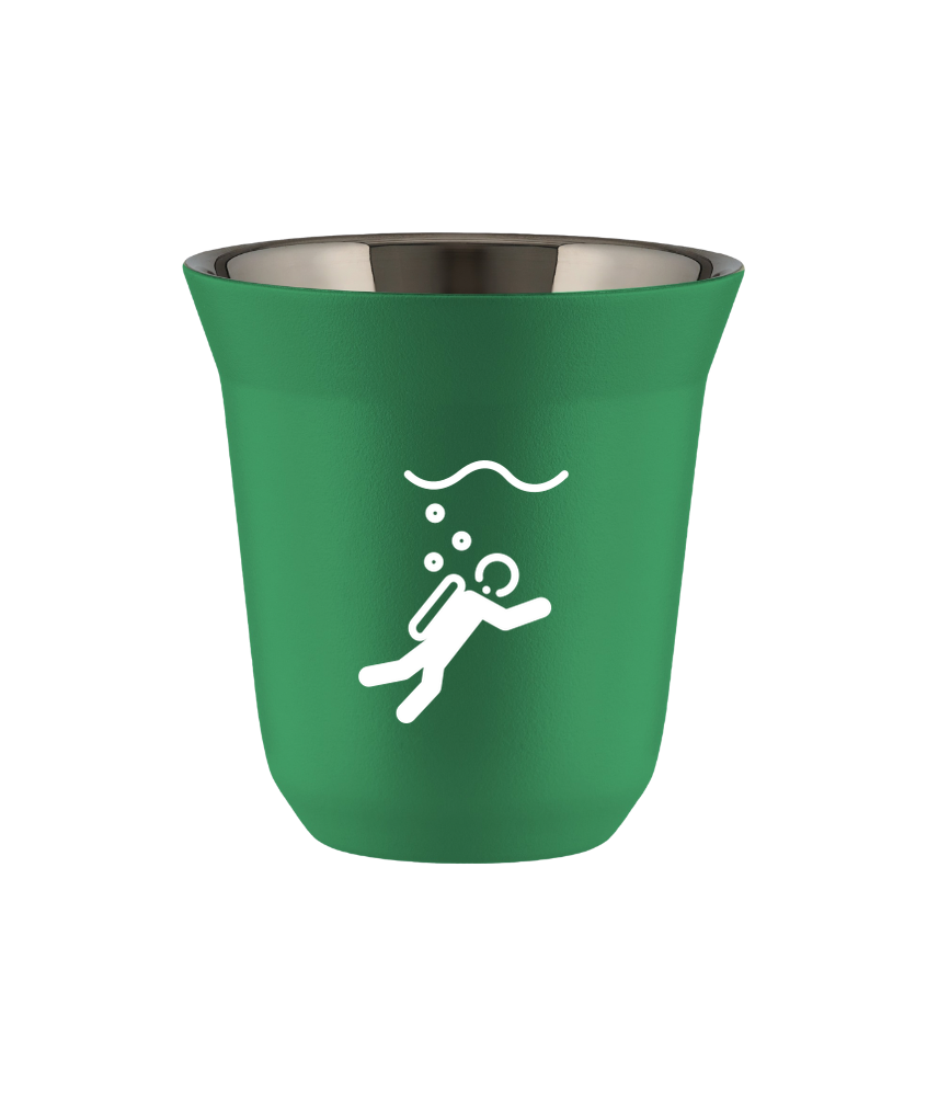 Tasse 80 ml VERT "Plongée (blanc)"