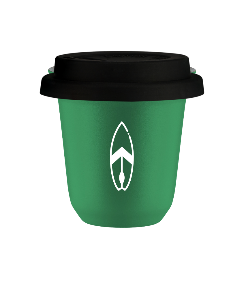 Tasse 80 ml VERT "Planche (blanc)", avec couvercle noir Tasse 80 ml VERT "Planche (blanc)", avec couvercle noir