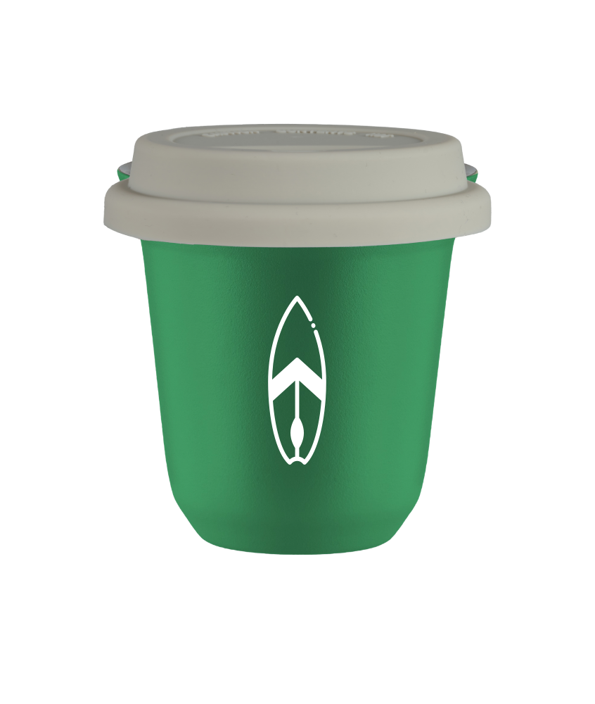 Tasse 80 ml VERT "Planche (blanc)", avec couvercle blanc