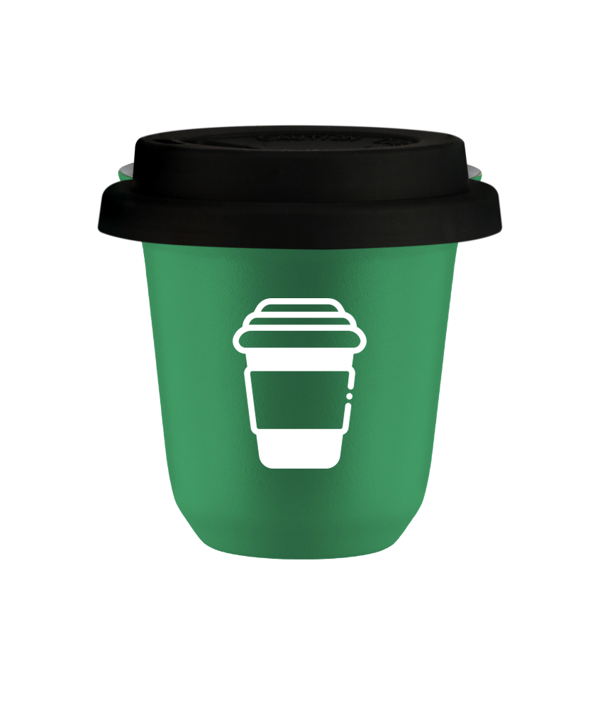 Tasse 80 ml VERT, avec couvercle noir Tasse 80 ml VERT, avec couvercle noir