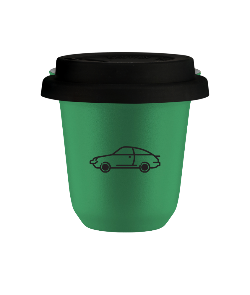 Tasse 80 ml VERT "Voiture", avec couvercle noir Tasse 80 ml VERT "Voiture", avec couvercle noir