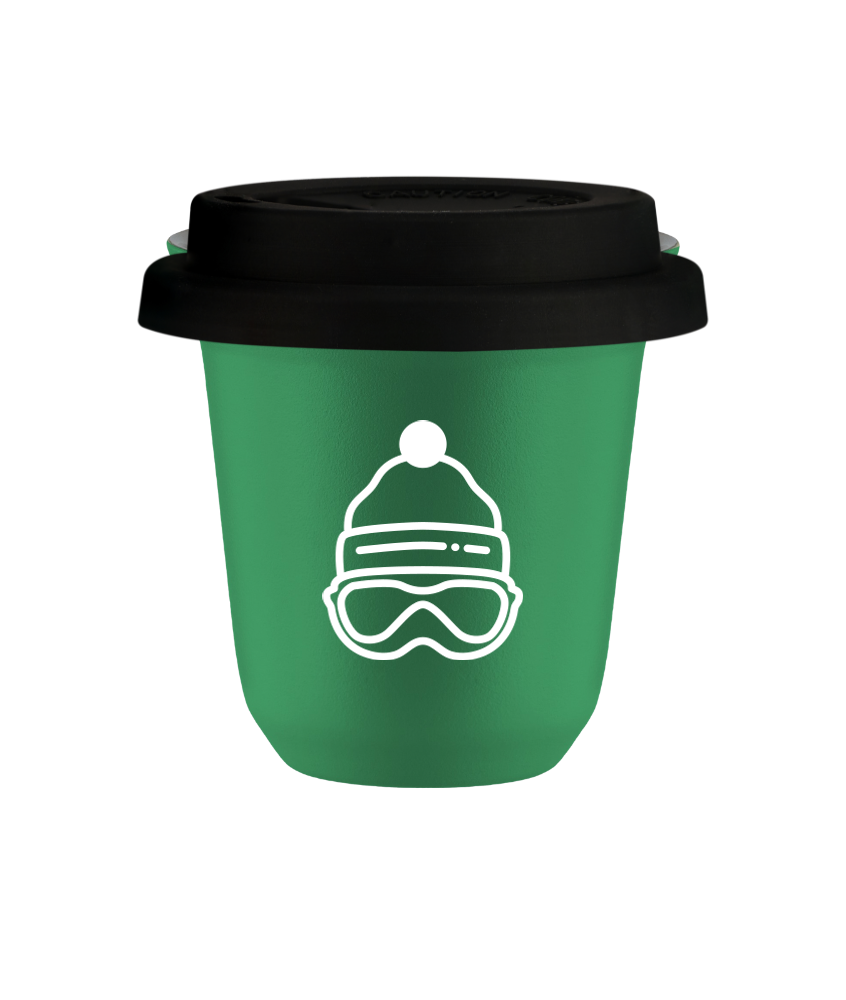 Tasse 80 ml VERT "Casquette (blanc)", avec couvercle noir Tasse 80 ml VERT "Casquette (blanc)", avec couvercle noir