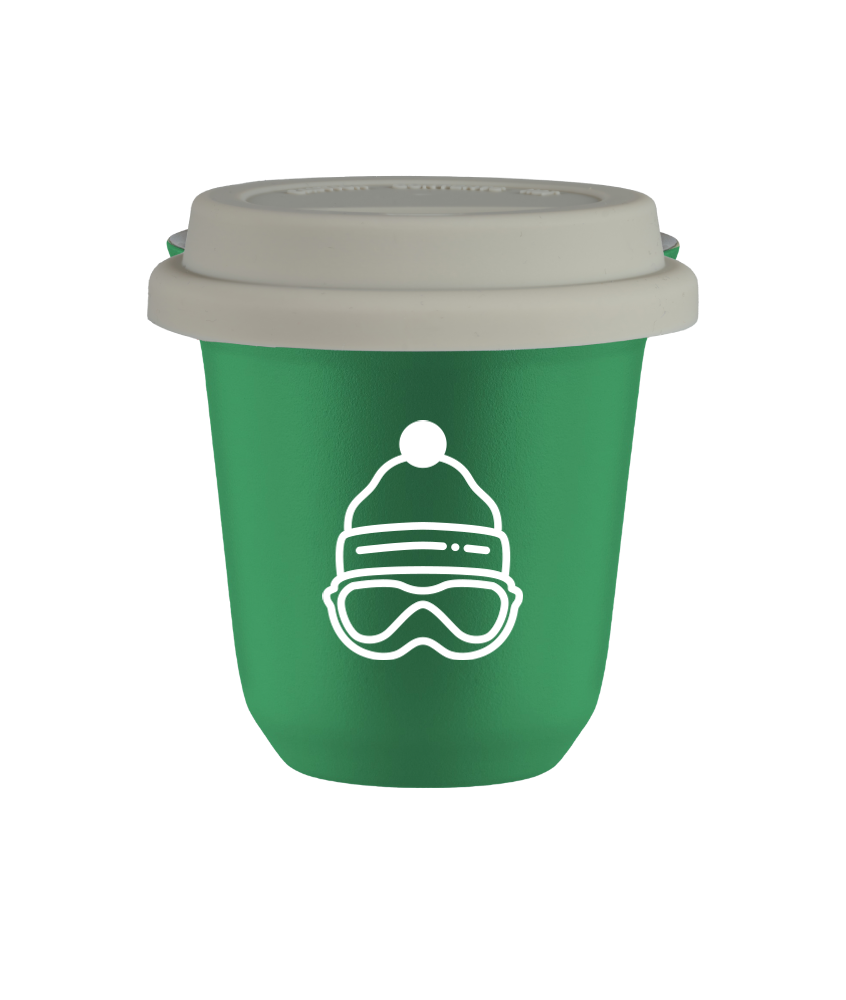 Tasse 80 ml VERT "Casquette (blanc)", avec couvercle blanc Tasse 80 ml VERT "Casquette (blanc)", avec couvercle blanc