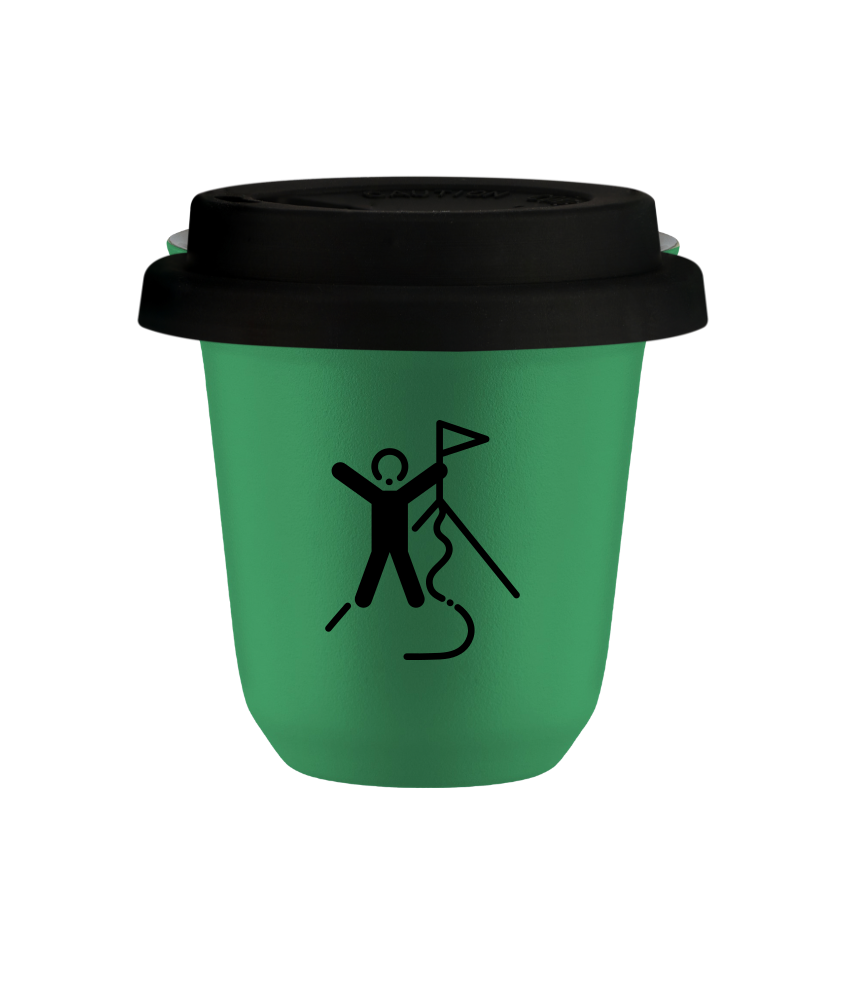 Tasse 80 ml VERT "Escalade 1 (noir)", avec couvercle noir Tasse 80 ml VERT "Escalade 1 (noir)", avec couvercle noir