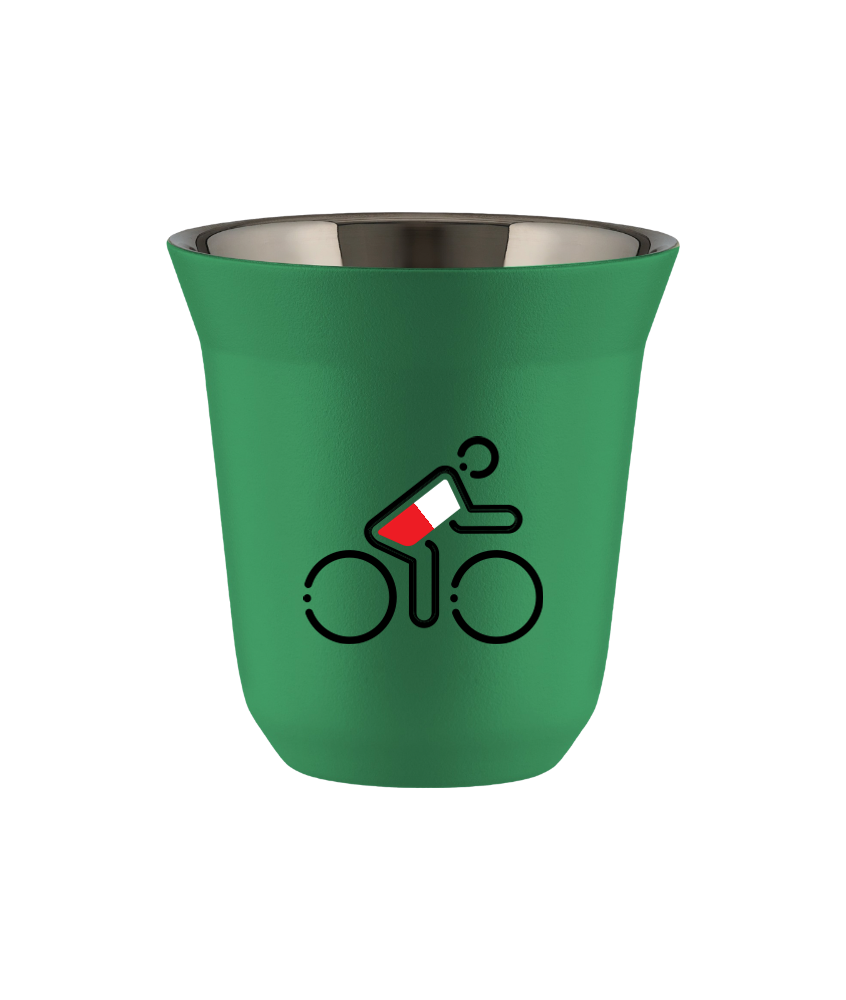 Tasse 80 ml VERT "Cycliste aux couleurs polonaises"