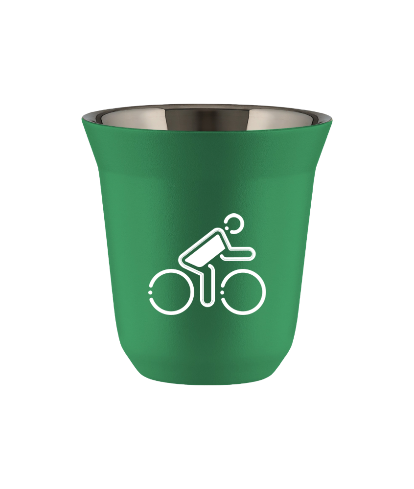 Tasse 80 ml VERT "Cycliste aux couleurs polonaises (blanc)"