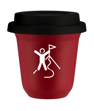 Tasse 80 ml ROUGE "Escalade 1 (blanc)", avec couvercle noir Tasse 80 ml ROUGE "Escalade 1 (blanc)", avec couvercle noir