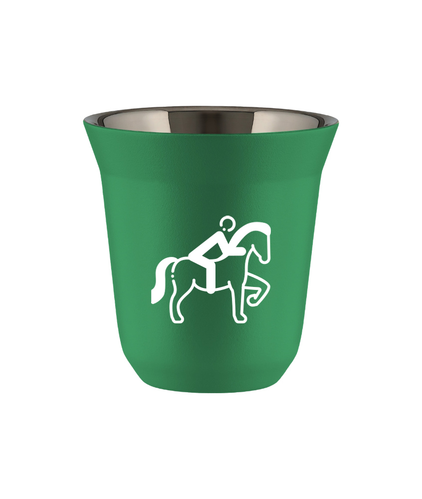 Tasse 80 ml VERT "Équitation 2 (blanc)" Tasse 80 ml VERT "Équitation 2 (blanc)"