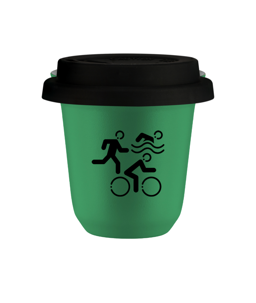 Tasse 80 ml VERT "Sports", avec couvercle noir Tasse 80 ml VERT "Sports", avec couvercle noir