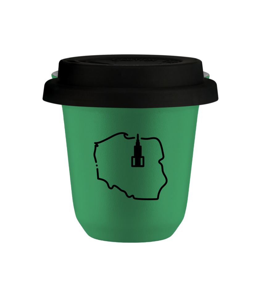 Tasse 80 ml VERT "Pologne", avec couvercle noir Tasse 80 ml VERT "Pologne", avec couvercle noir