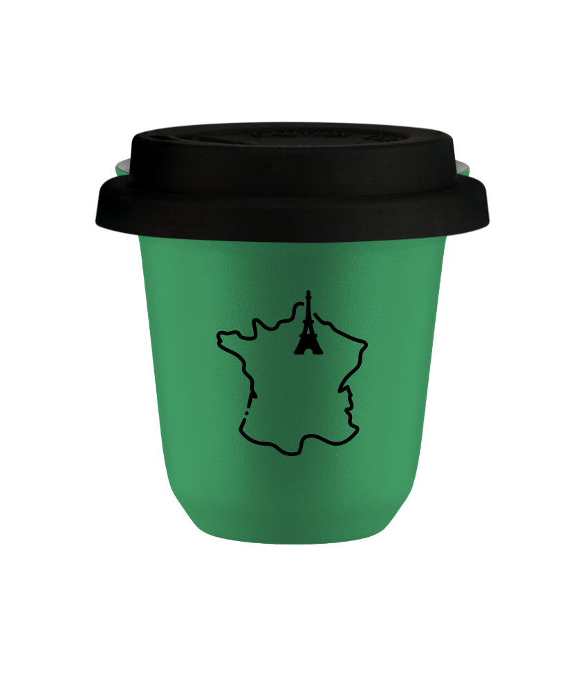 Tasse 80 ml VERT "France (noir)", avec couvercle noir Tasse 80 ml VERT "France (noir)", avec couvercle noir