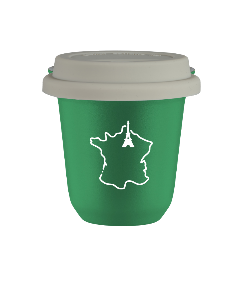 Tasse 80 ml VERT "France (blanc)", avec couvercle blanc Tasse 80 ml VERT "France (blanc)", avec couvercle blanc