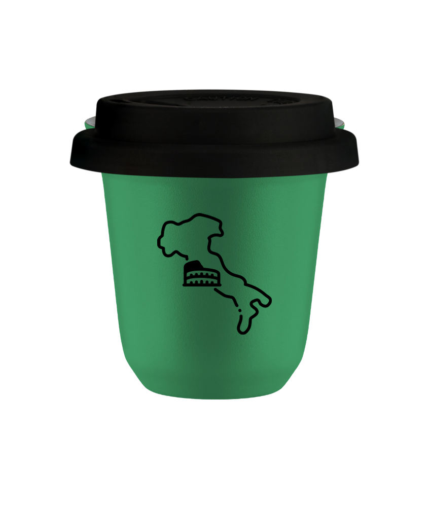 Tasse 80 ml VERT "Italie", avec couvercle noir Tasse 80 ml VERT "Italie", avec couvercle noir