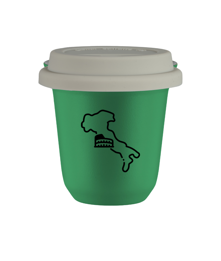 Tasse 80 ml VERT "Italie", avec couvercle blanc
