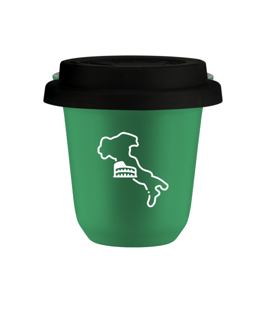 Tasse 80 ml VERT "Italie (blanc)", avec couvercle noir Tasse 80 ml VERT "Italie (blanc)", avec couvercle noir