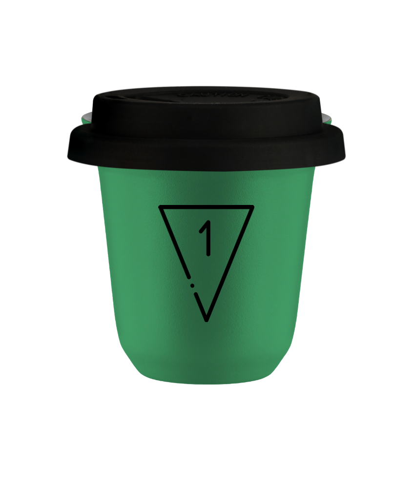 Tasse 80 ml VERT "1 (noir)", avec couvercle noir
