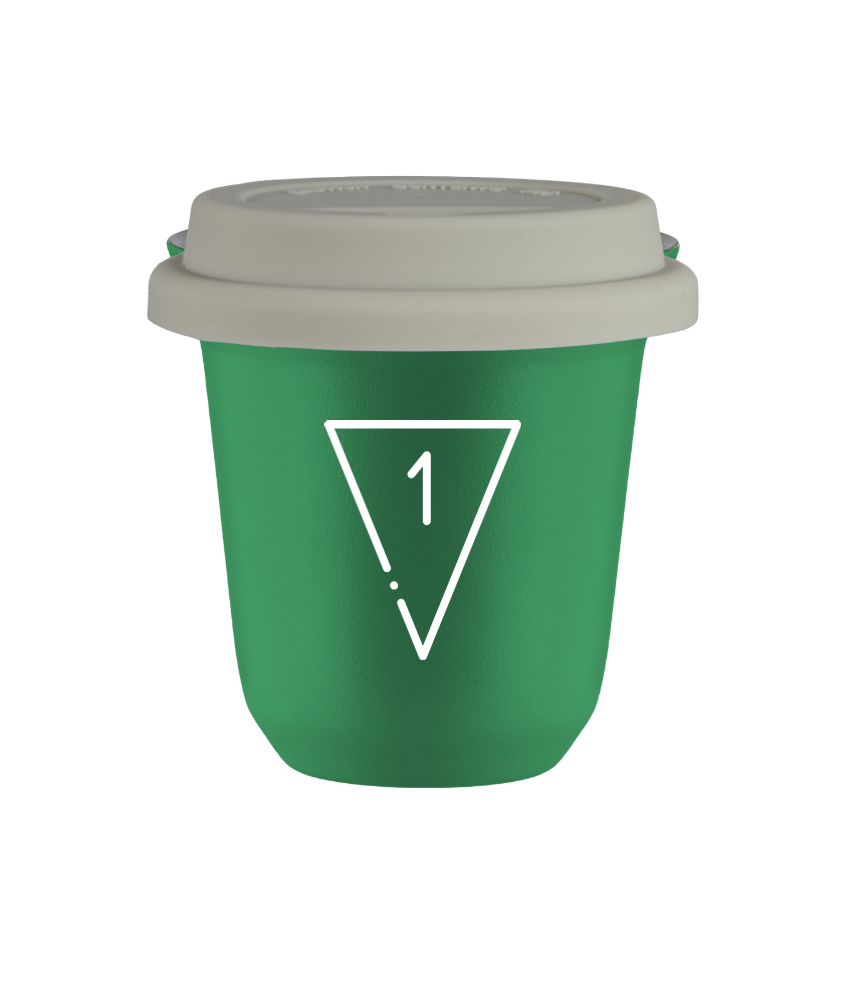 Tasse 80 ml VERT "1 (blanc)", avec couvercle blanc Tasse 80 ml VERT "1 (blanc)", avec couvercle blanc