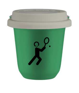 Tasse 80 ml VERT "Vélo 2 (noir)", avec couvercle blanc Tasse 80 ml VERT "Vélo 2 (noir)", avec couvercle blanc