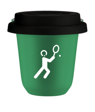 Tasse 80 ml VERT "Vélo 2 (blanc)", avec couvercle noir Tasse 80 ml VERT "Vélo 2 (blanc)", avec couvercle noir