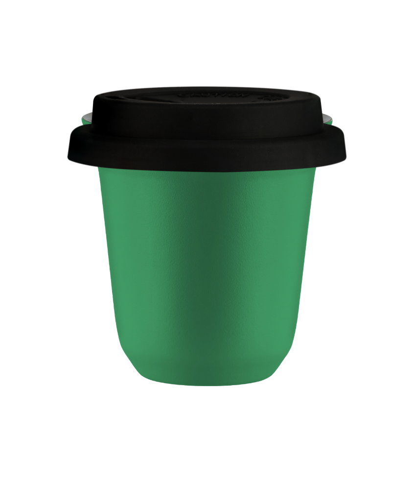 Tasse 150 ml VERT, avec couvercle noir Tasse 150 ml VERT, avec couvercle noir