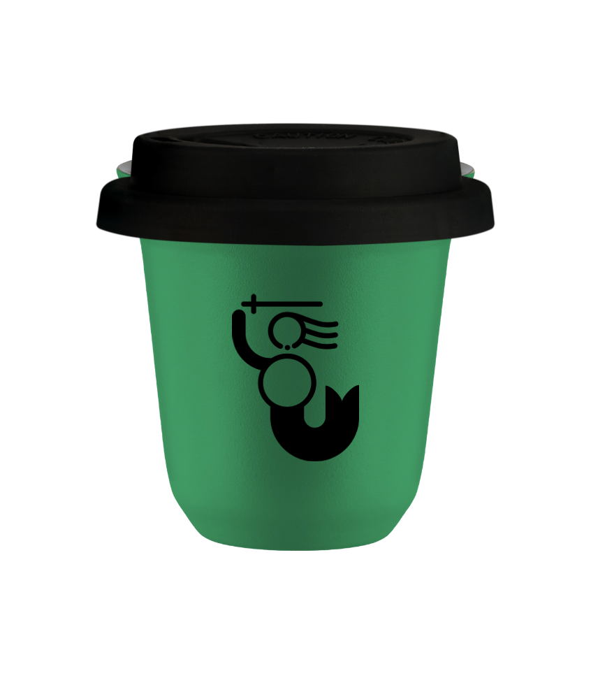 Tasse 150 ml VERT "WARSZAWSKA SYRENKA (noir)", avec couvercle noir Tasse 150 ml VERT "WARSZAWSKA SYRENKA (noir)", avec couvercle noir