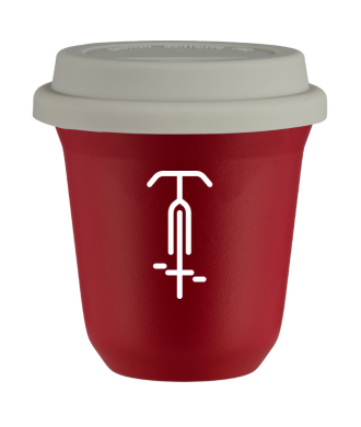 Tasse 80 ml ROUGE "Cyclisme 1 (blanc)", avec couvercle blanc Tasse 80 ml ROUGE "Cyclisme 1 (blanc)", avec couvercle blanc