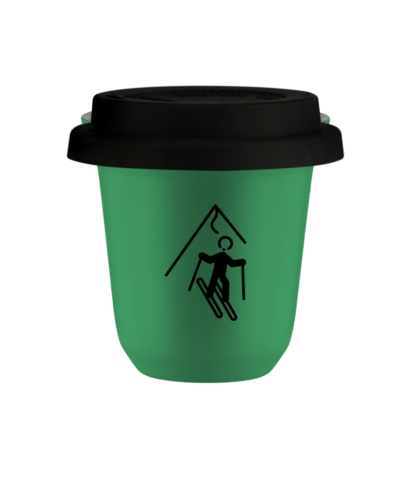Tasse 150 ml VERT "Ski (noir)", avec couvercle noir Tasse 150 ml VERT "Ski (noir)", avec couvercle noir
