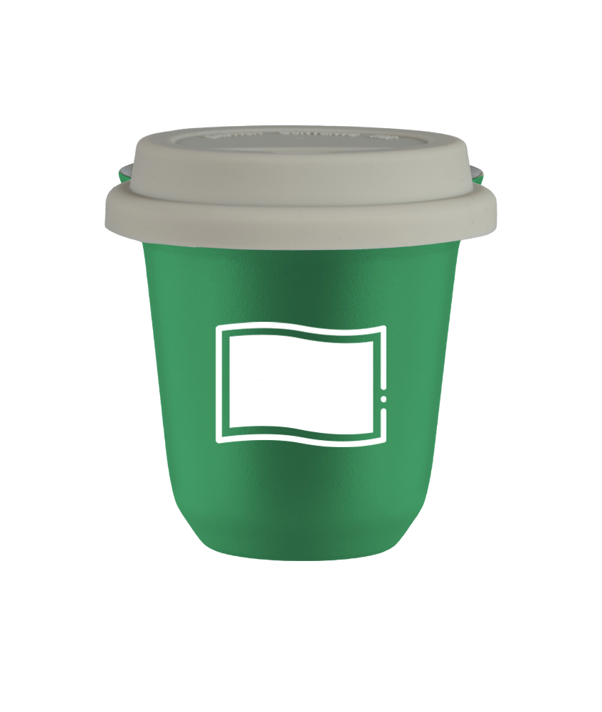 Tasse 150 ml VERT "Drapeau polonais (blanc)", avec couvercle blanc Tasse 150 ml VERT "Drapeau polonais (blanc)", avec couvercle blanc