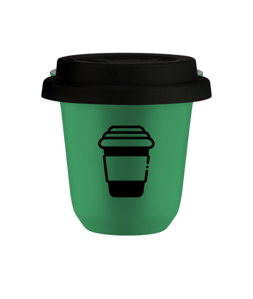Tasse 150 ml VERT, avec couvercle noir Tasse 150 ml VERT, avec couvercle noir