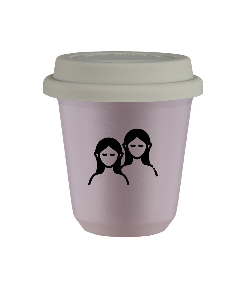 Tasse 150 ml LAVANDE "Gémeaux (noir)", avec couvercle blanc Tasse 150 ml LAVANDE "Gémeaux (noir)", avec couvercle blanc