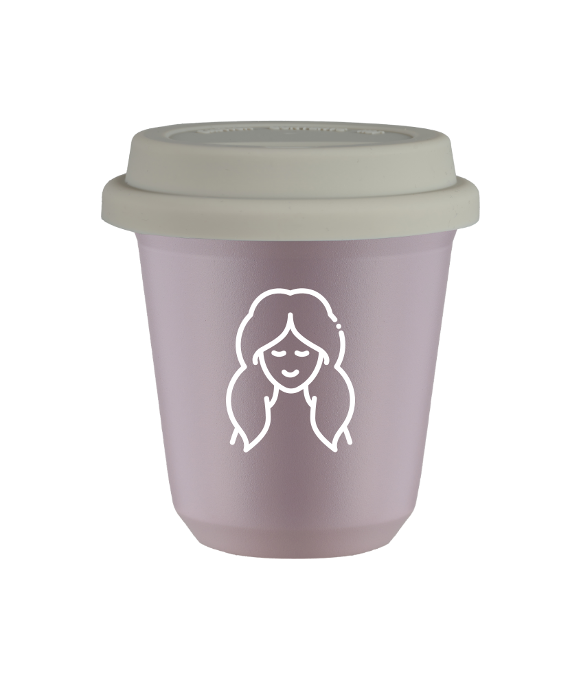 Tasse 150 ml LAVANDE "Vierge (blanc)", avec couvercle blanc