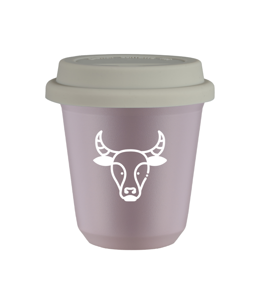 Tasse 150 ml LAVANDE "Taureau (blanc)", avec couvercle blanc Tasse 150 ml LAVANDE "Taureau (blanc)", avec couvercle blanc