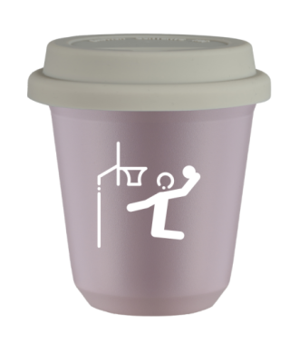 Tasse 150 ml LAVANDE "Basket-ball (blanc)", avec couvercle blanc Tasse 150 ml LAVANDE "Basket-ball (blanc)", avec couvercle blanc