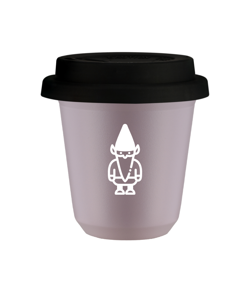Tasse 150 ml LAVANDE "Nain 2 (blanc)", avec couvercle noir