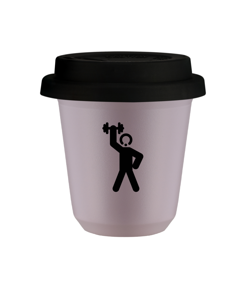 Tasse 150 ml LAVANDE "Homme fort 2 (noir)", avec couvercle noir Tasse 150 ml LAVANDE "Homme fort 2 (noir)", avec couvercle noir