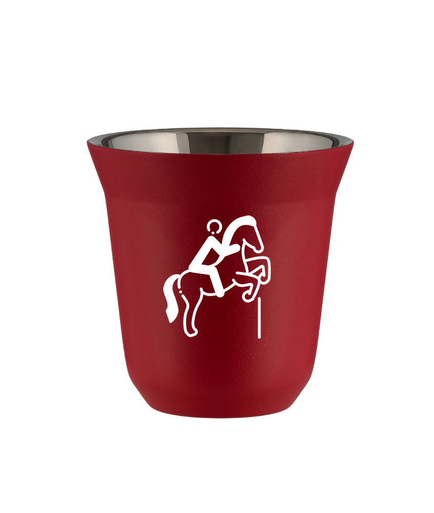 Tasse 80 ml ROUGE "Équitation 1 (blanc)"