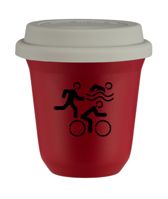 Tasse 80 ml ROUGE "Sports", avec couvercle blanc Tasse 80 ml ROUGE "Sports", avec couvercle blanc