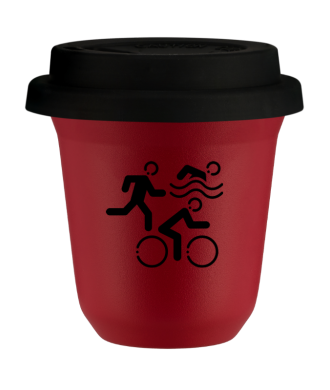 Tasse 80 ml ROUGE "Sports (noir)", avec couvercle noir Tasse 80 ml ROUGE "Sports (noir)", avec couvercle noir