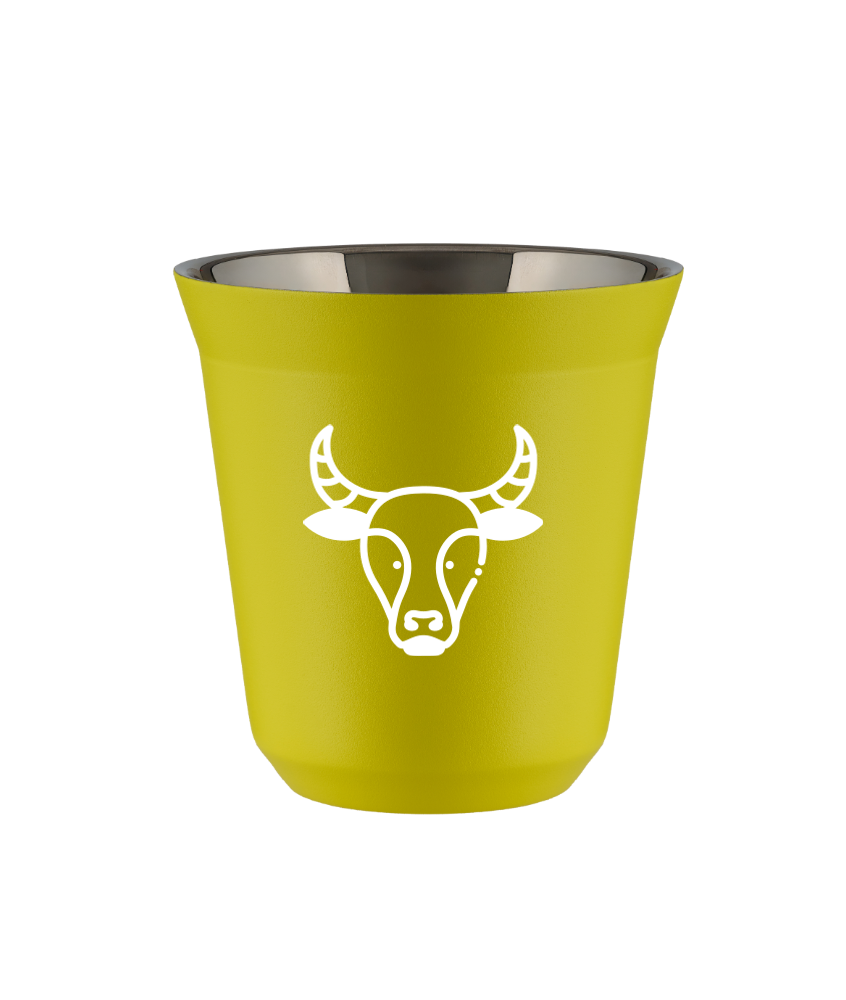 Tasse 150 ml JAUNE "Taureau (blanc)" Tasse 150 ml JAUNE "Taureau (blanc)"