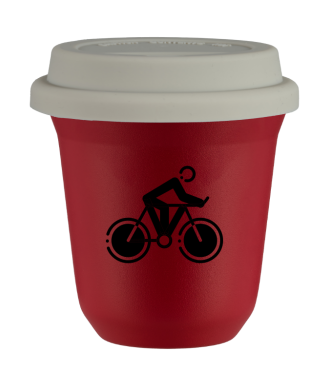 Tasse 80 ml ROUGE "Cyclisme 2 (noir)", avec couvercle blanc Tasse 80 ml ROUGE "Cyclisme 2 (noir)", avec couvercle blanc