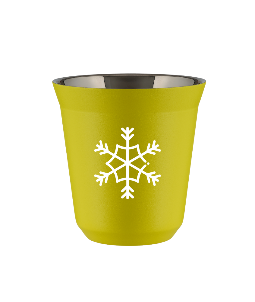 Tasse 150 ml JAUNE "Flocon de neige (blanc)"