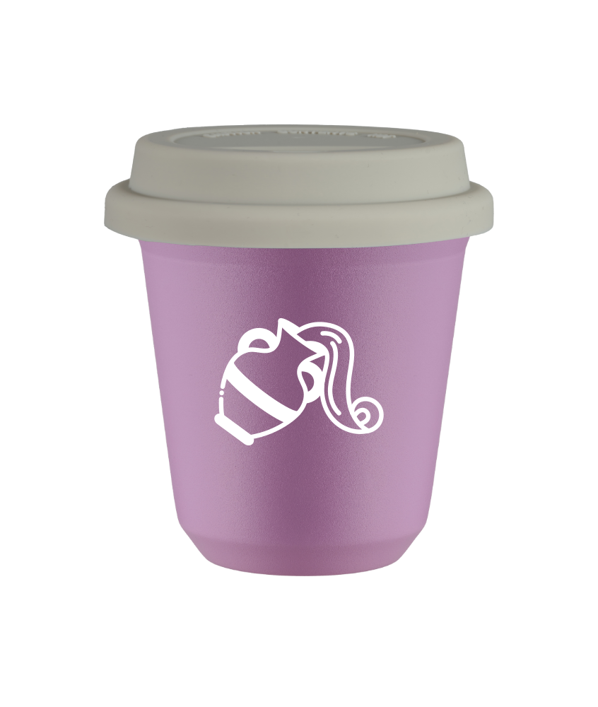 Tasse 150 ml LILAS "Verseau (blanc)", avec couvercle blanc