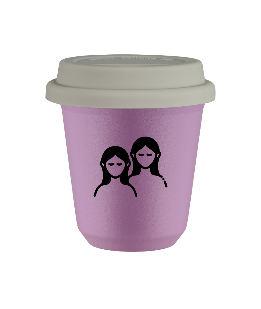 Tasse 150 ml LILAS "Gémeaux", avec couvercle blanc Tasse 150 ml LILAS "Gémeaux", avec couvercle blanc