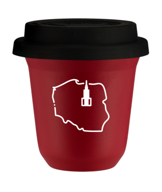 Tasse 80 ml ROUGE "Pologne (blanc)", avec couvercle noir Tasse 80 ml ROUGE "Pologne (blanc)", avec couvercle noir